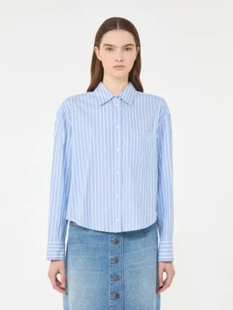 Striped cotton oxford shirt, light blue