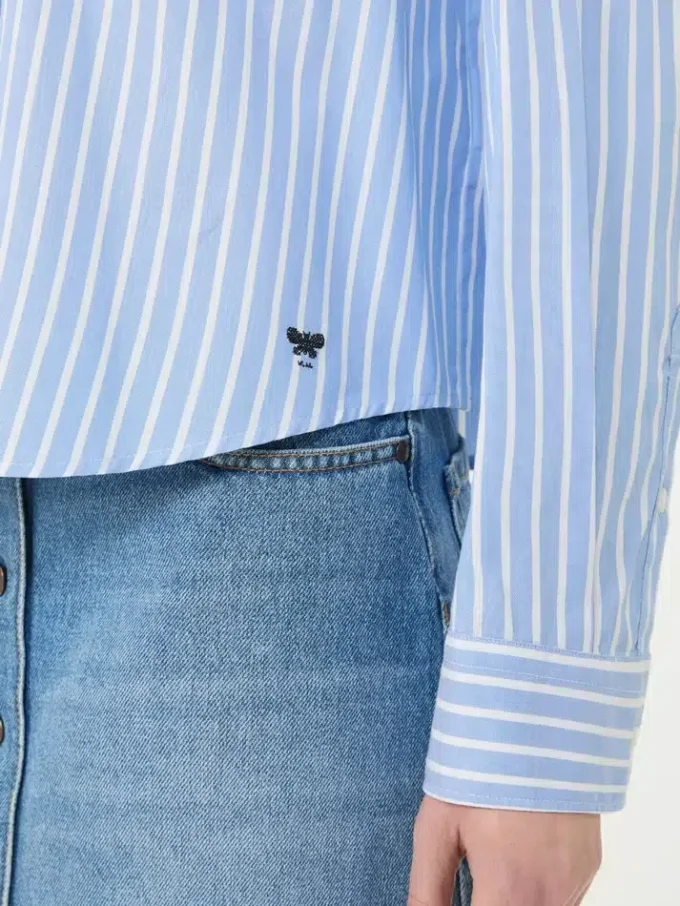 Striped cotton oxford shirt, light blue