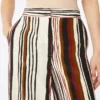 Striped crepe de chine trousers, brick red