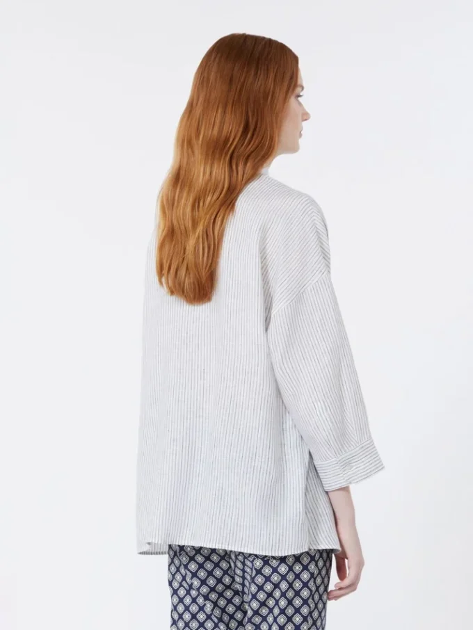 Striped linen canvas shirt, navy Striped linen canvas shirt, navy