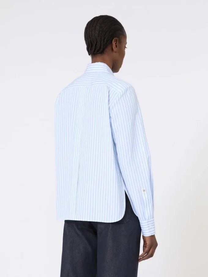 Striped poplin shirt, light blue