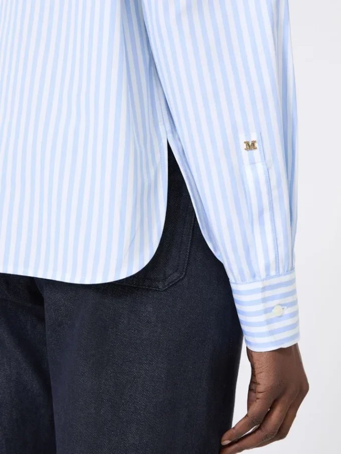 Striped poplin shirt, light blue