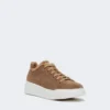 Suede and teddy fabric trainers, hazelnut brown