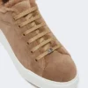 Suede and teddy fabric trainers, hazelnut brown