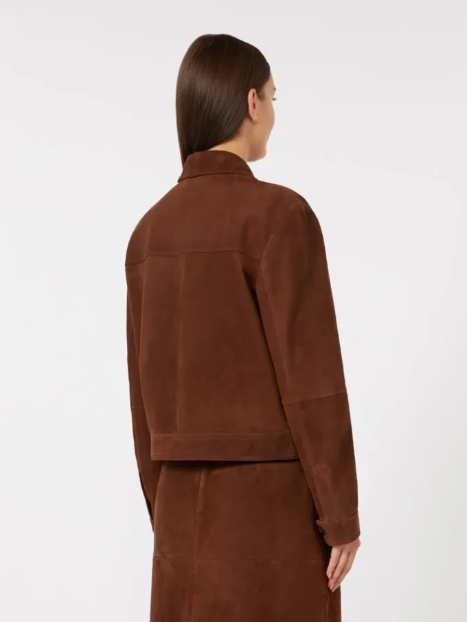 Suede boxy jacket, chocolate
