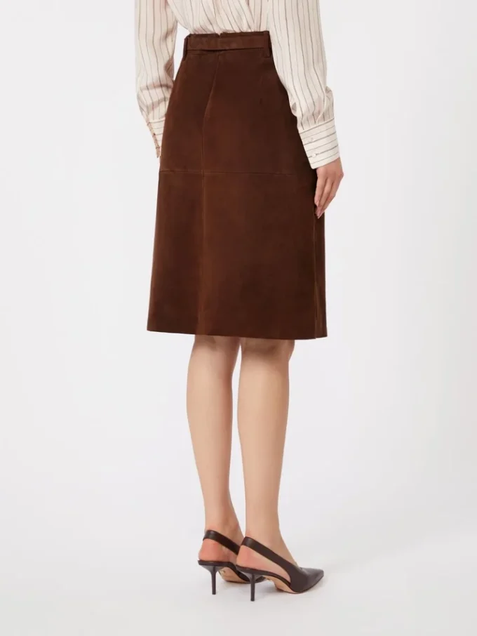 Suede midi skirt, chocolate Suede midi skirt, chocolate