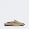 Suede mules, mud