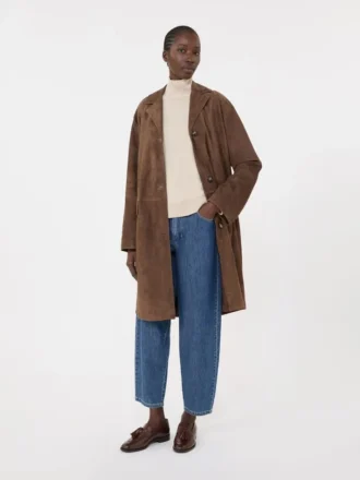 Suede overcoat, brown