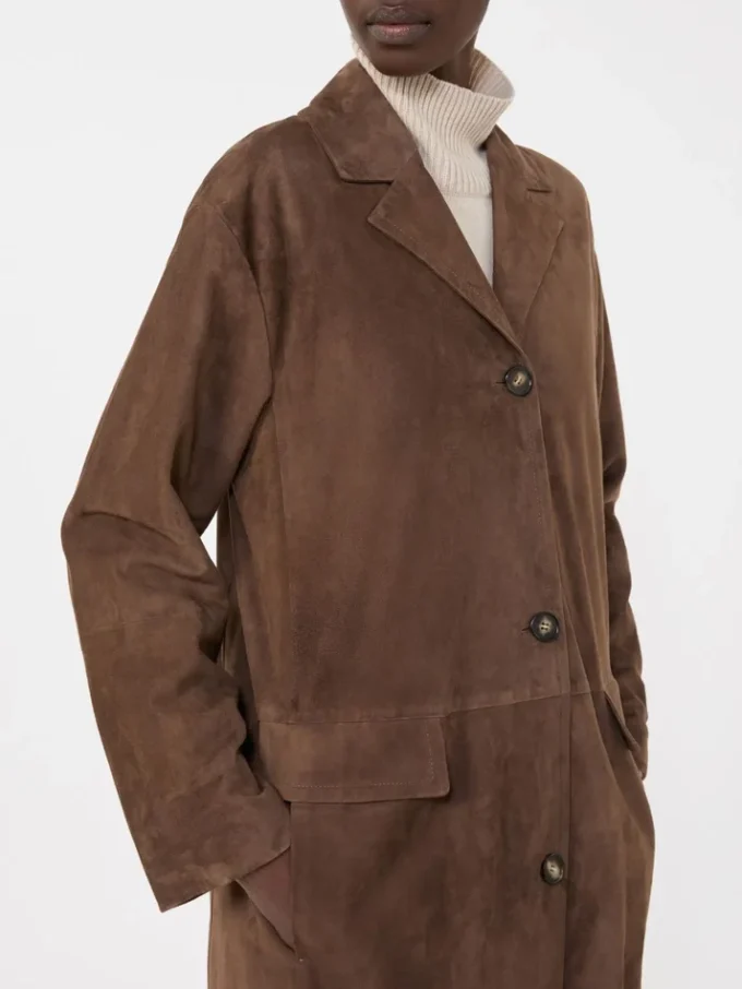 Suede overcoat, brown