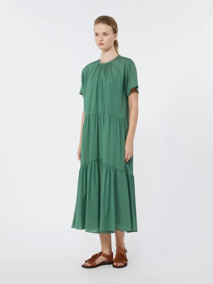 Technical cotton canvas dress, green