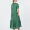 Technical cotton canvas dress, green