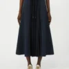 Technical fabric and jersey skirt, navy Technical fabric and jersey skirt, navy