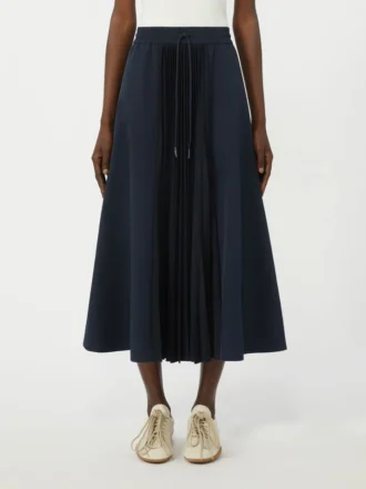 Technical fabric and jersey skirt, navy