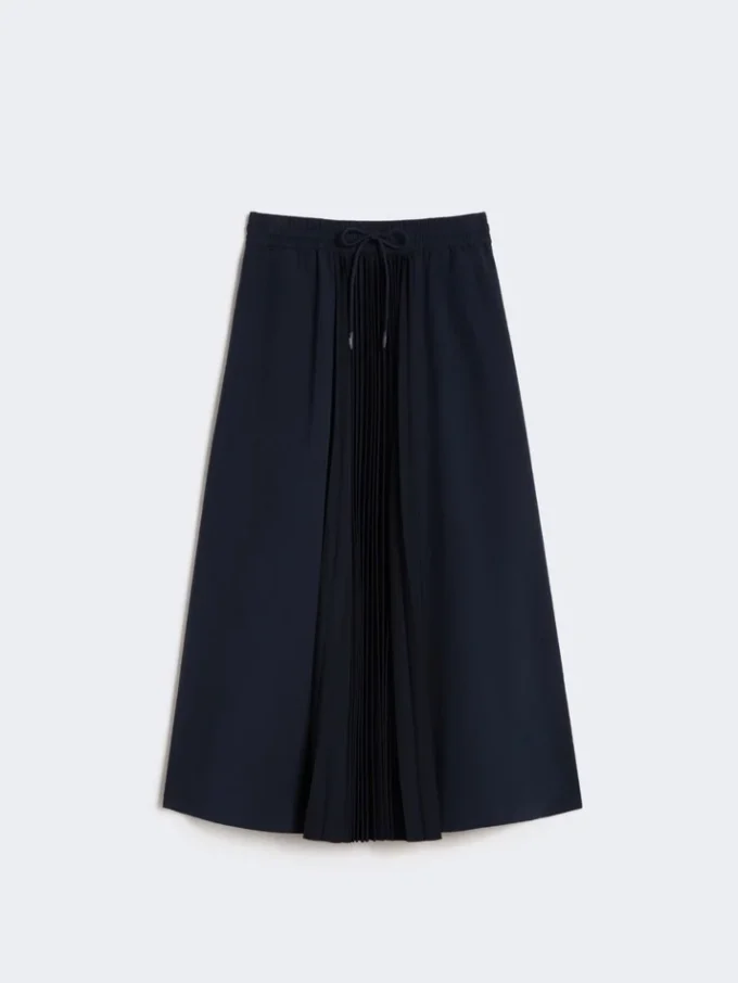 Technical fabric and jersey skirt, navy Technical fabric and jersey skirt, navy