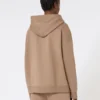 Technical jersey zip-up sweatshirt, camel