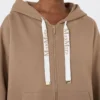Technical jersey zip-up sweatshirt, camel
