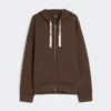 Technical jersey zip-up sweatshirt, chocolate