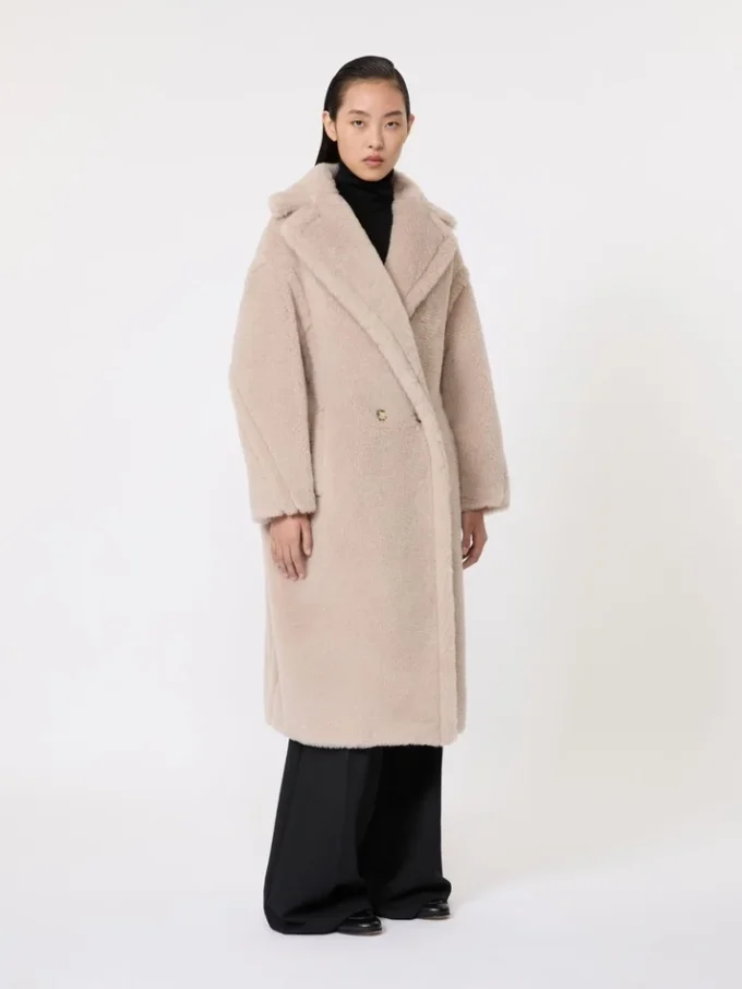 Teddy bear icon coat in alpaca and wool, beige