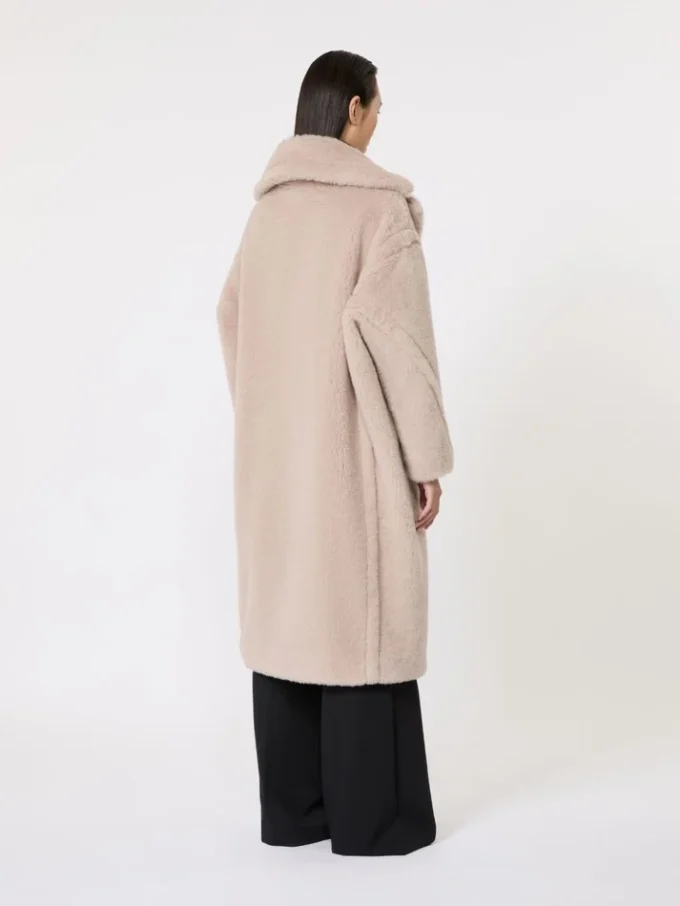 Teddy bear icon coat in alpaca and wool, beige
