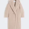 Teddy bear icon coat in alpaca and wool, beige