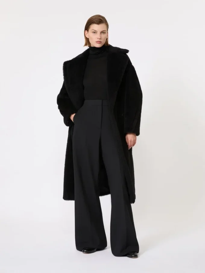 Teddy bear icon coat in alpaca and wool, black