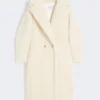 Teddy bear icon coat in alpaca and wool, white