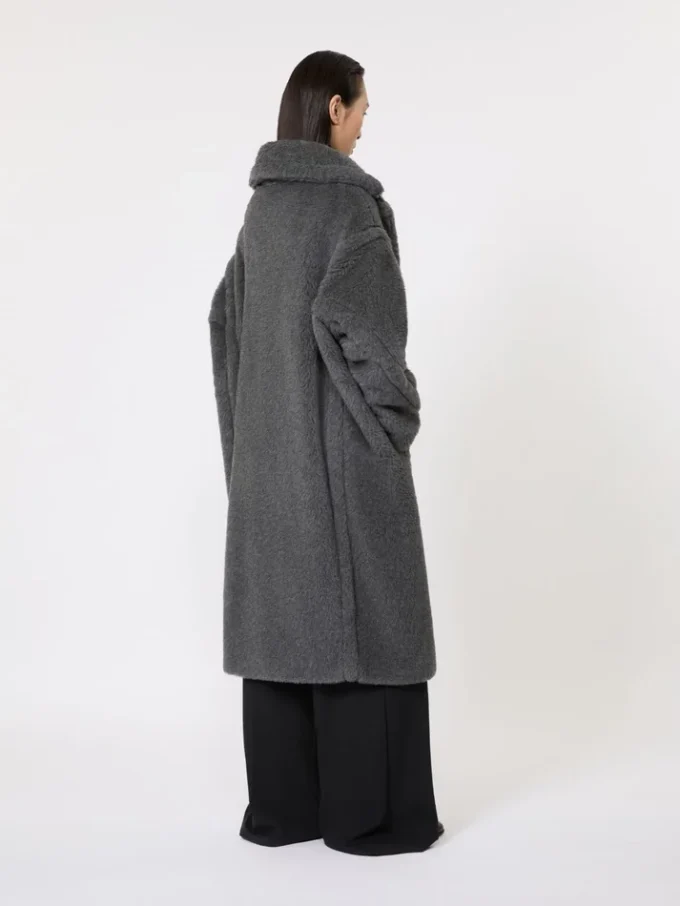 Teddy bear icon coat in wool and alpaca, medium grey