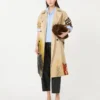 Trench coat in patterned water-repellent gabardine, skin orient