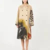 Trench coat in patterned water-repellent gabardine, skin orient