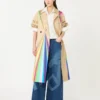 Trench coat in water-repellent cotton with rainbow print, multicolour