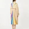 Trench coat in water-repellent cotton with rainbow print, multicolour