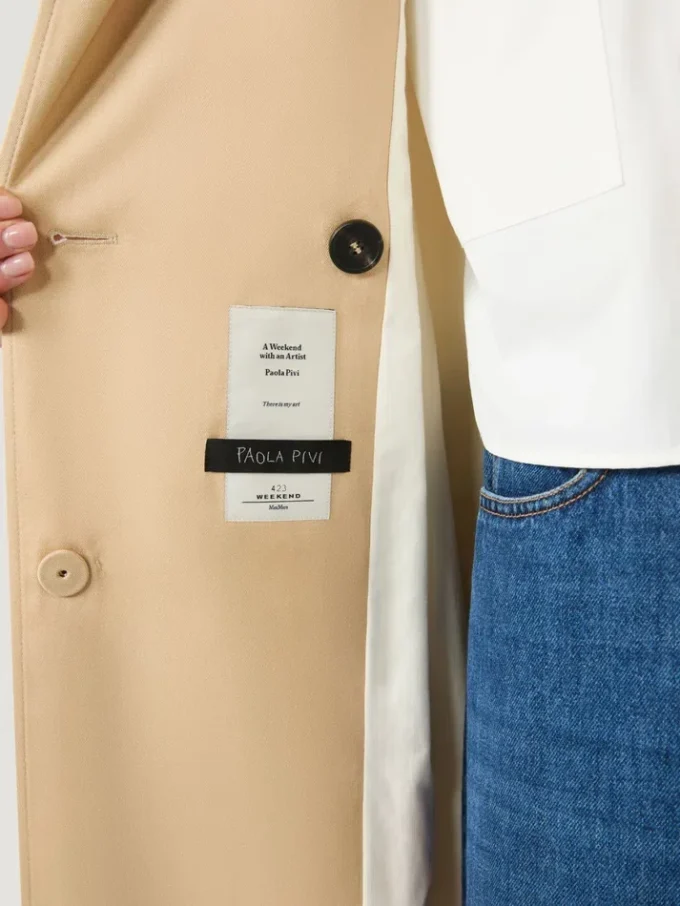 Trench coat in water-repellent cotton with rainbow print, multicolour