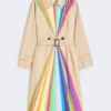 Trench coat in water-repellent cotton with rainbow print, multicolour