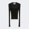 Trompe l'oeil viscose jumper, black