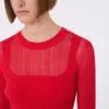 Trompe l'oeil viscose jumper, red