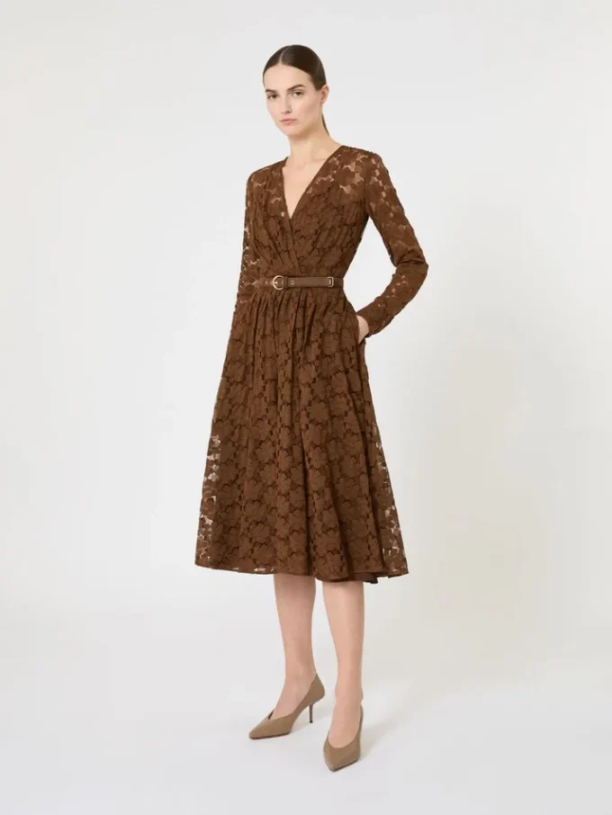 Tulle midi dress, chocolate