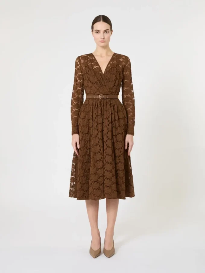 Tulle midi dress, chocolate