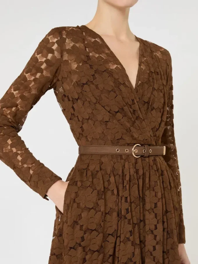Tulle midi dress, chocolate