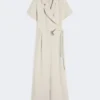 Viscose and linen batavia jumpsuit, beige