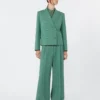 Viscose and linen wide-leg trousers, green