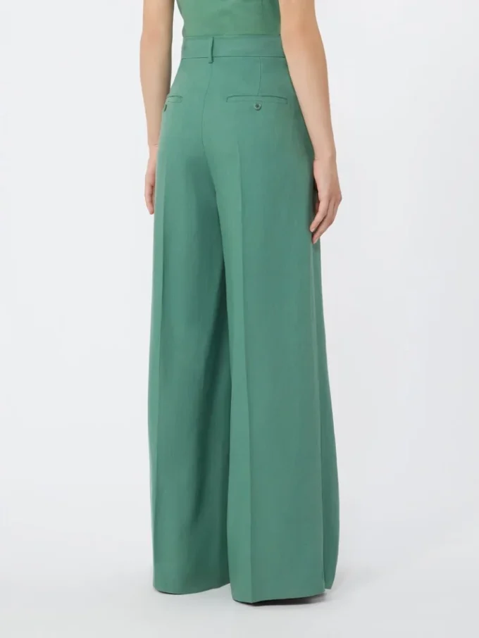 Viscose and linen wide-leg trousers, green