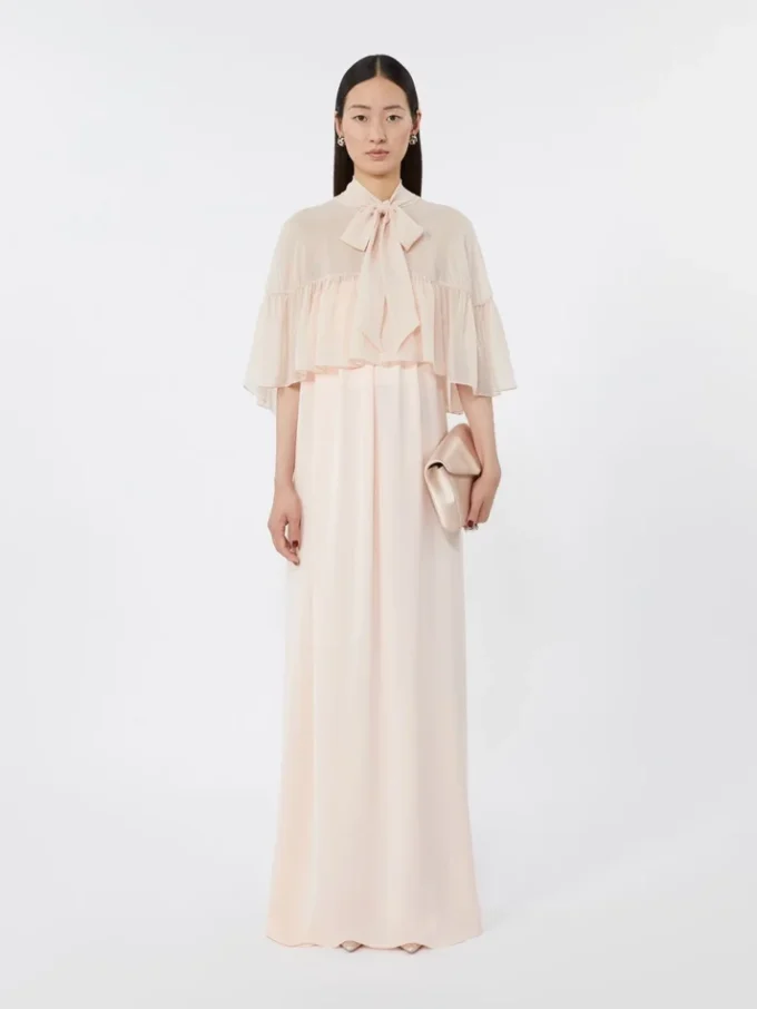 Viscose and silk satin clutch bag, powder