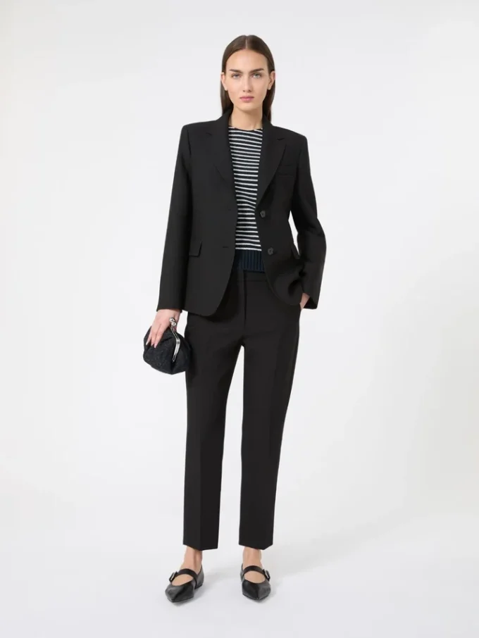 Viscose-blend canvas blazer, black