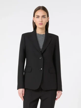 Viscose-blend canvas blazer, black