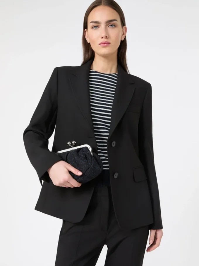 Viscose-blend canvas blazer, black