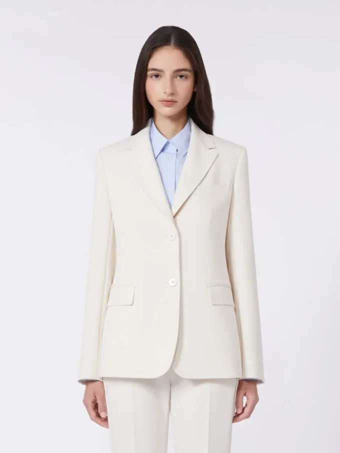 Viscose-blend canvas blazer, ivory