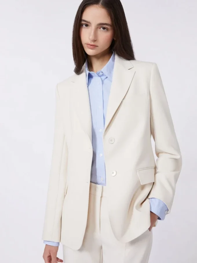 Viscose-blend canvas blazer, ivory