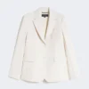Viscose-blend canvas blazer, ivory