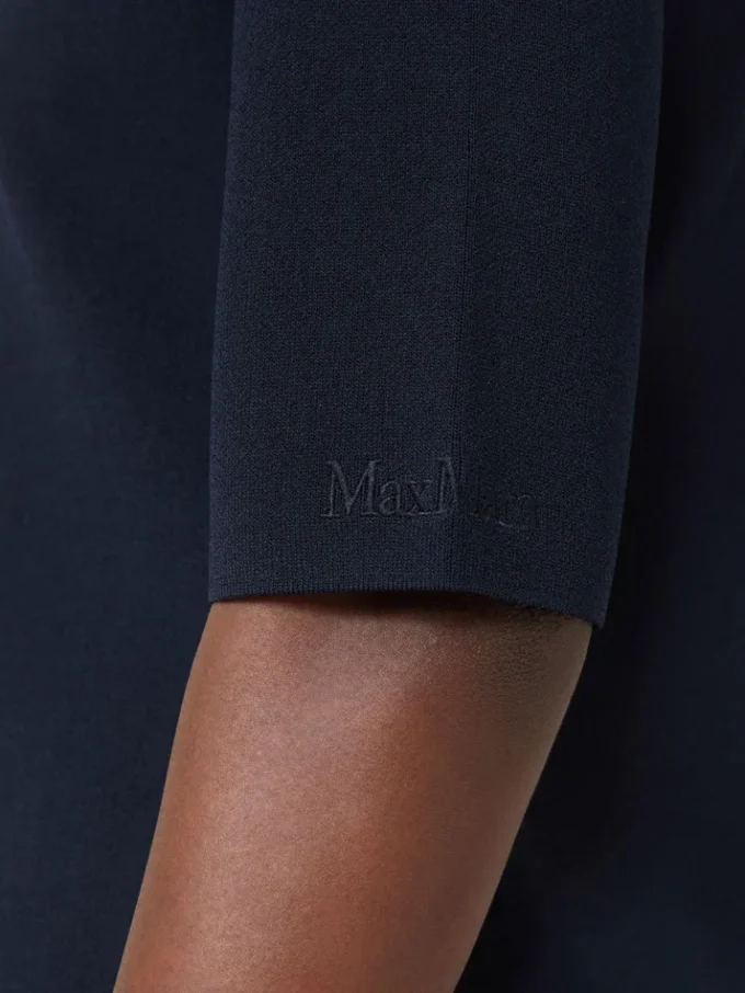 Viscose crepe crew-neck jumper, ultramarine