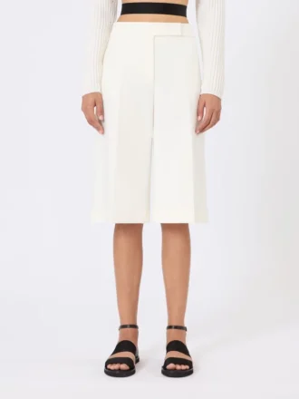 Viscose crepe jersey bermuda shorts, white